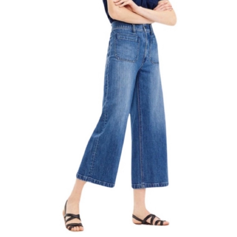 Point Sur By J. Crew Wide Leg Crop Jeans Size 29 Rich Indigo High Rise
